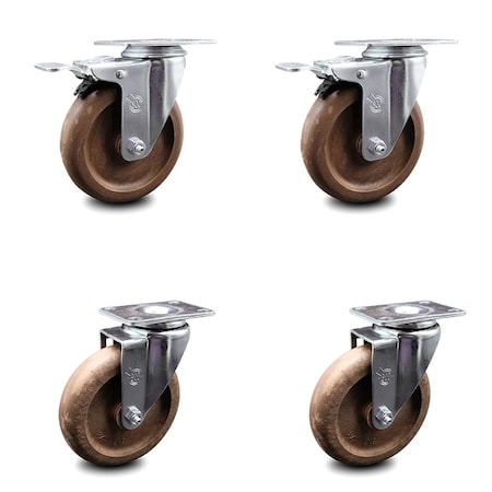 Service Caster 5 Inch High Temp Glass Filled Nylon Top Plate Caster Total Lock Brakes SCC, 2PK SCC-TTL20S514-GFNSHT-2-S-2